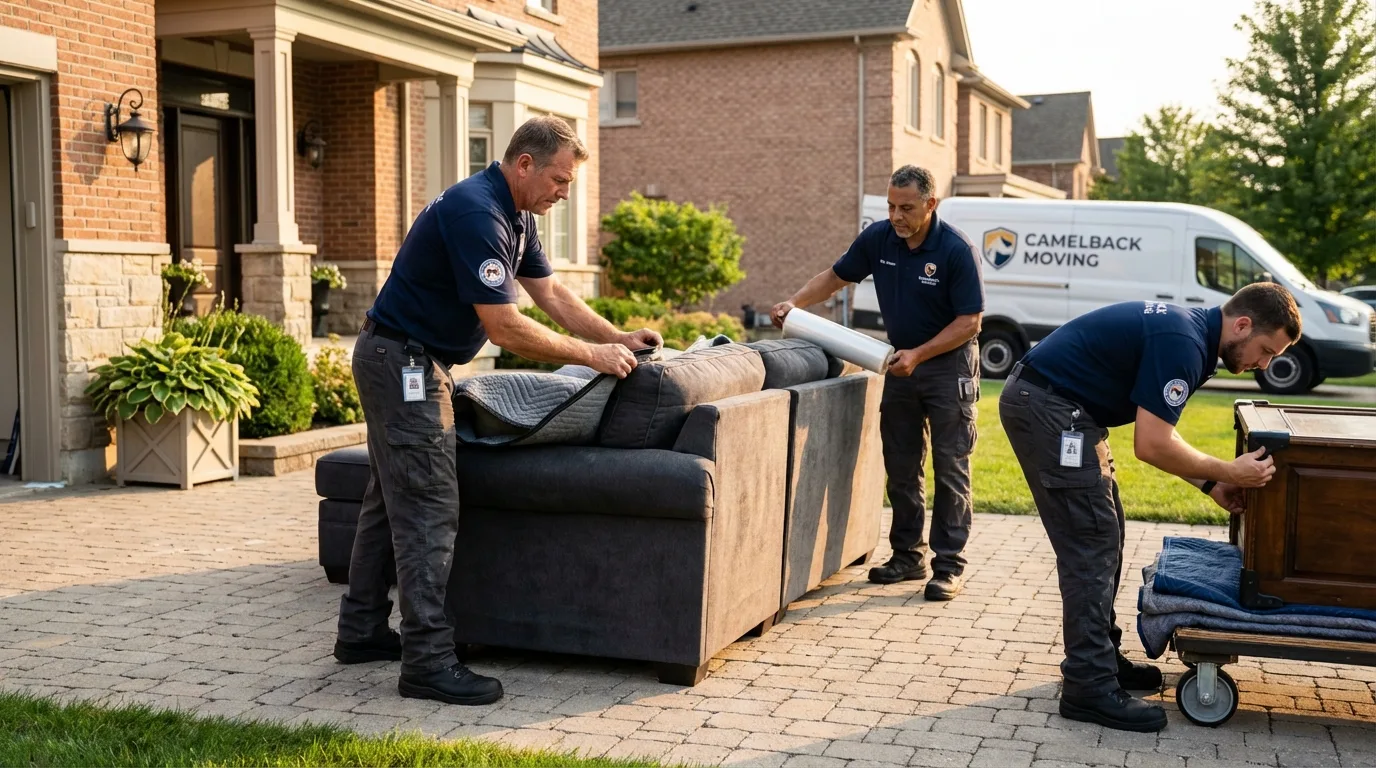 Large estate moving crew wrapping furniture in Newton, IL